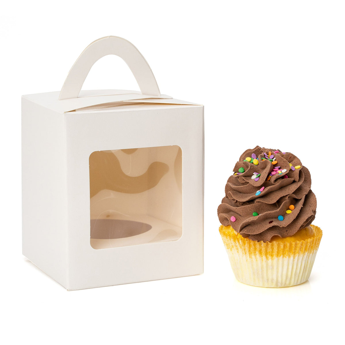 Individual Cupcake Box with Window - Set of 12 - White