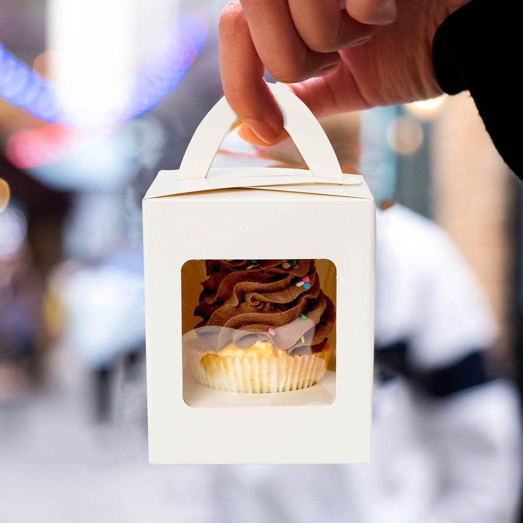 Individual Cupcake Box with Window - Set of 12 - White