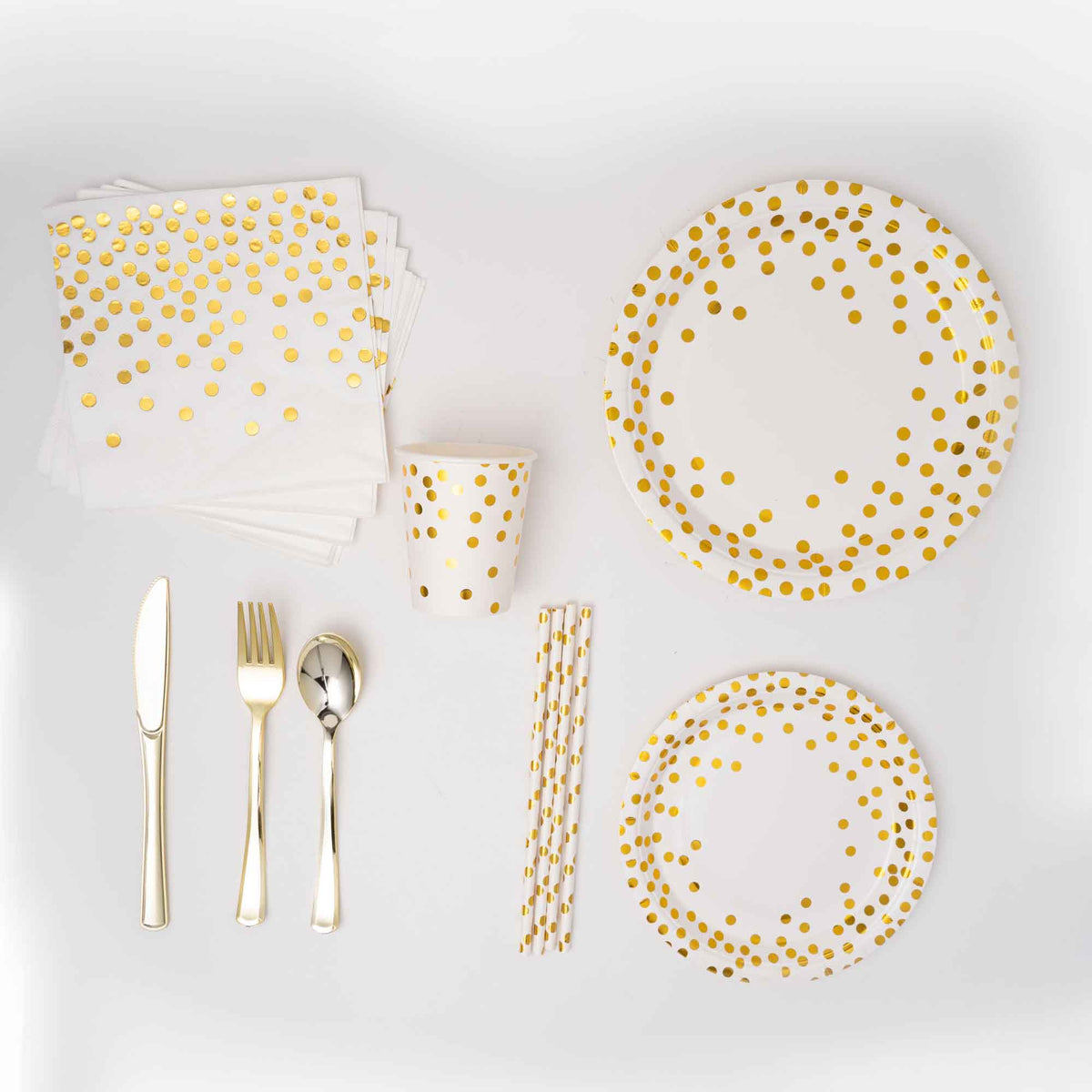 Gold Dot Dinnerware Set - 25 People