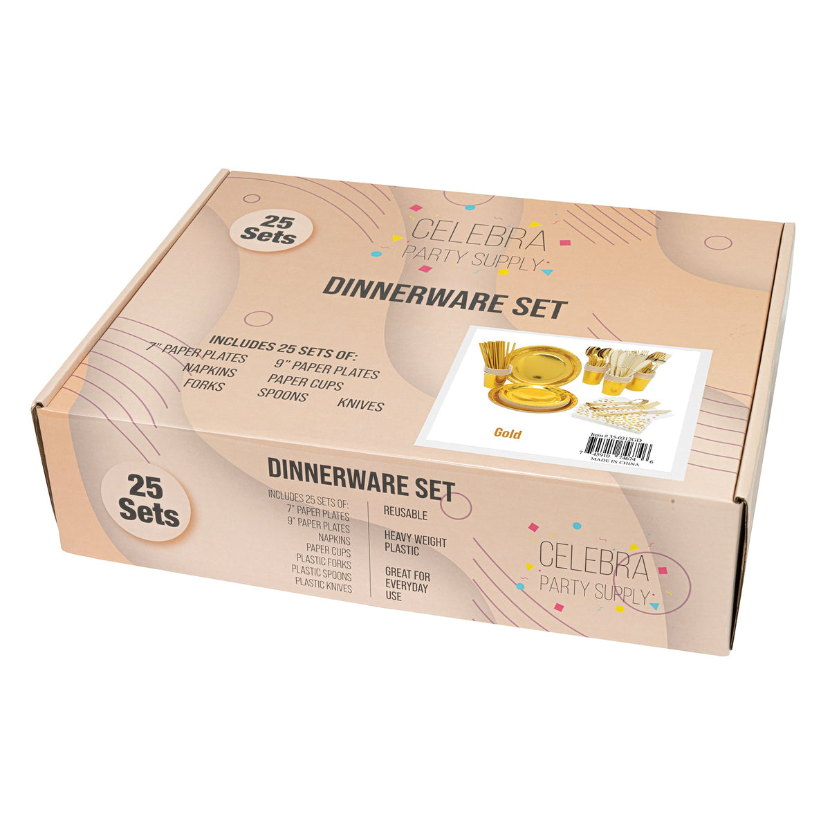 Gold Dinnerware Set - 25 People