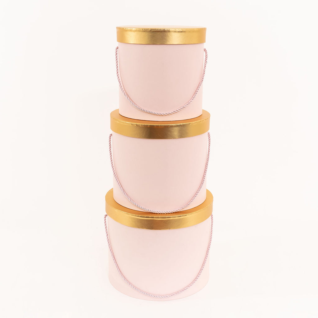 Nested Floral Boxes 3pc/set - Blush with Gold Lid