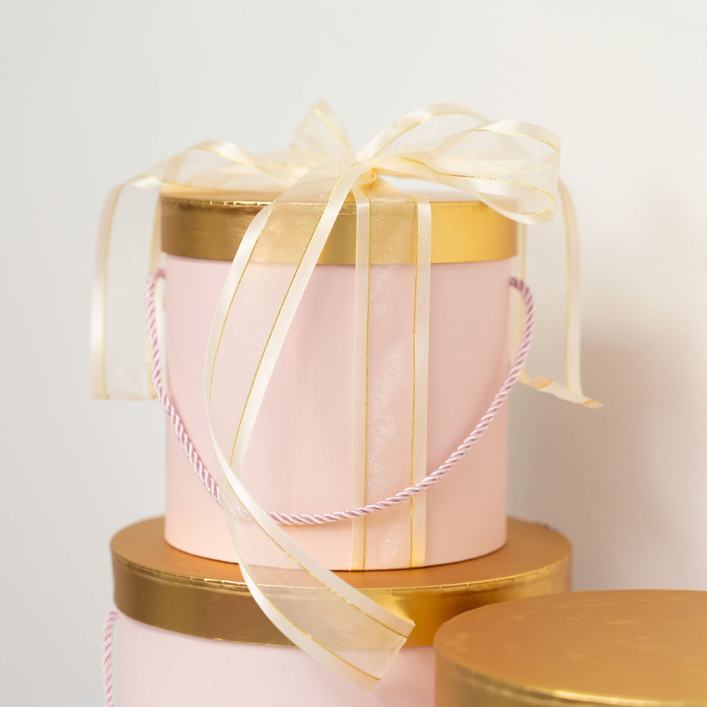 Nested Floral Boxes 3pc/set - Blush with Gold Lid