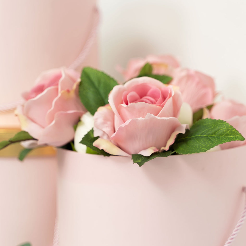 Nested Floral Boxes 3pc/set - Blush with Gold Lid