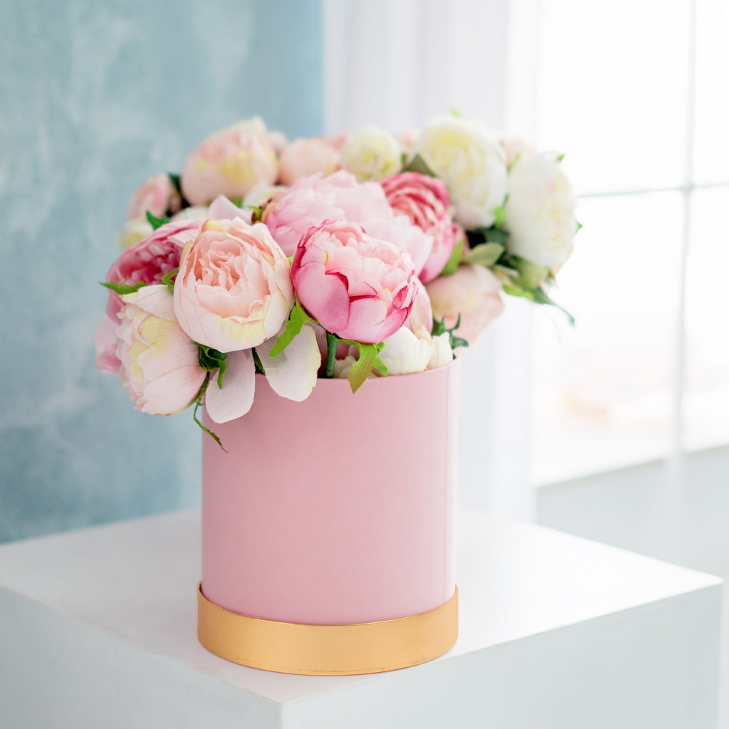Nested Floral Boxes 3pc/set - Blush with Gold Lid