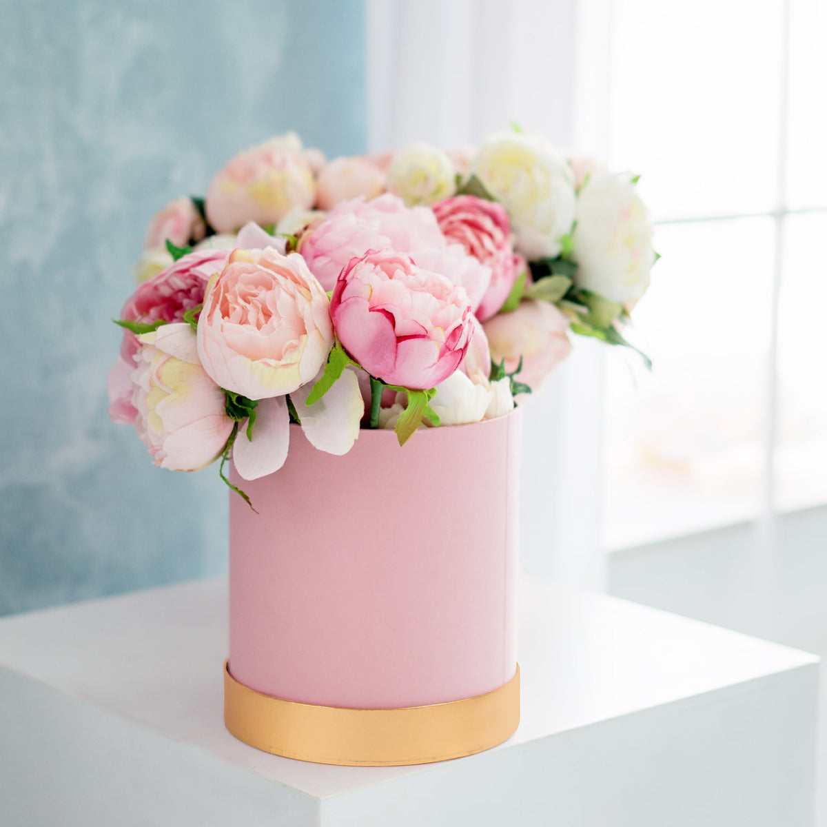 Nested Floral Boxes 3pc/set - Blush with Gold Lid