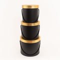Nested Floral Boxes 3pc/set - Black with Gold Lid