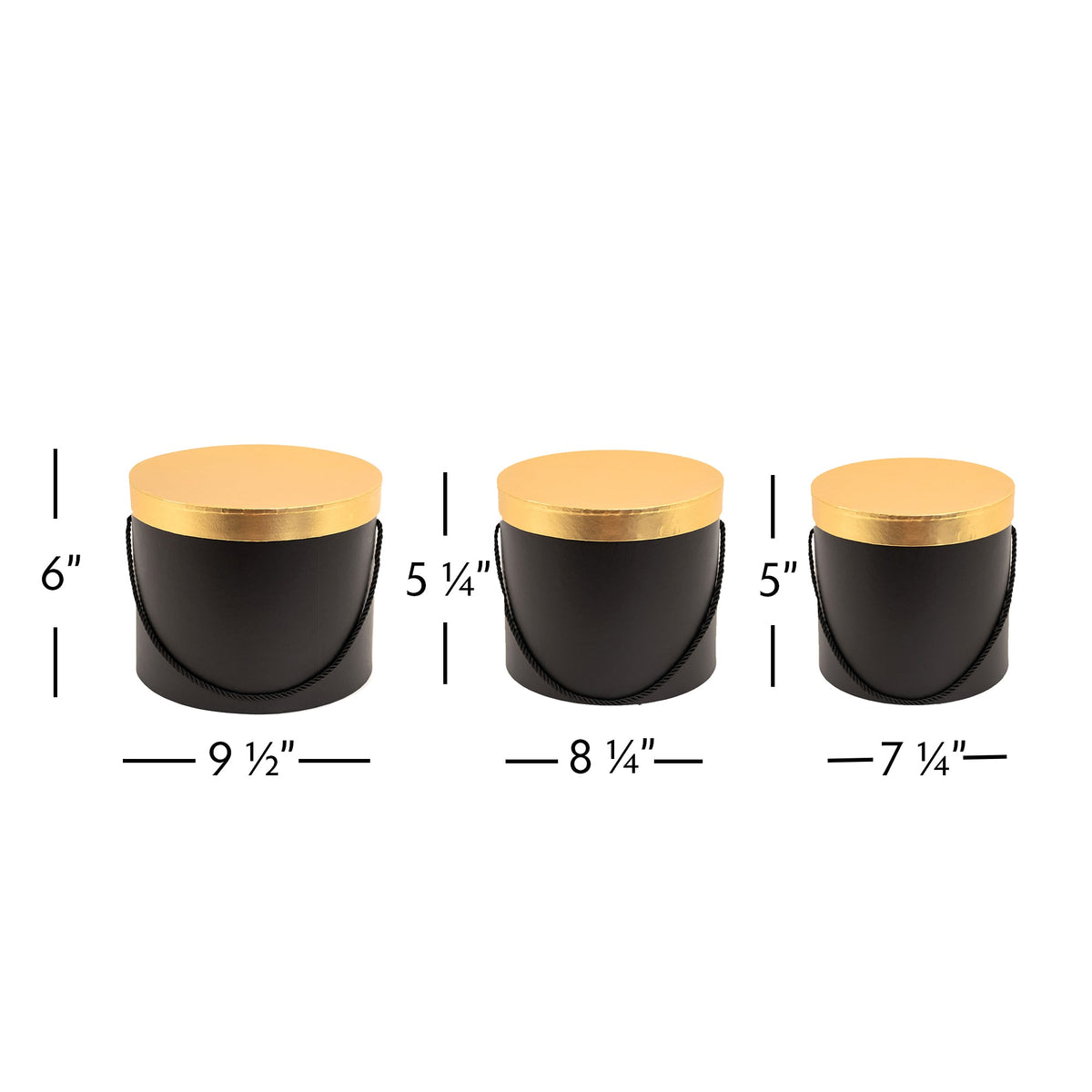 Nested Floral Boxes 3pc/set - Black with Gold Lid