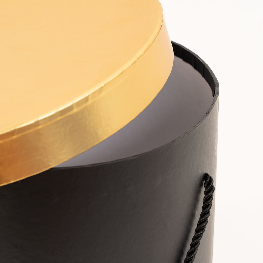 Nested Floral Boxes 3pc/set - Black with Gold Lid