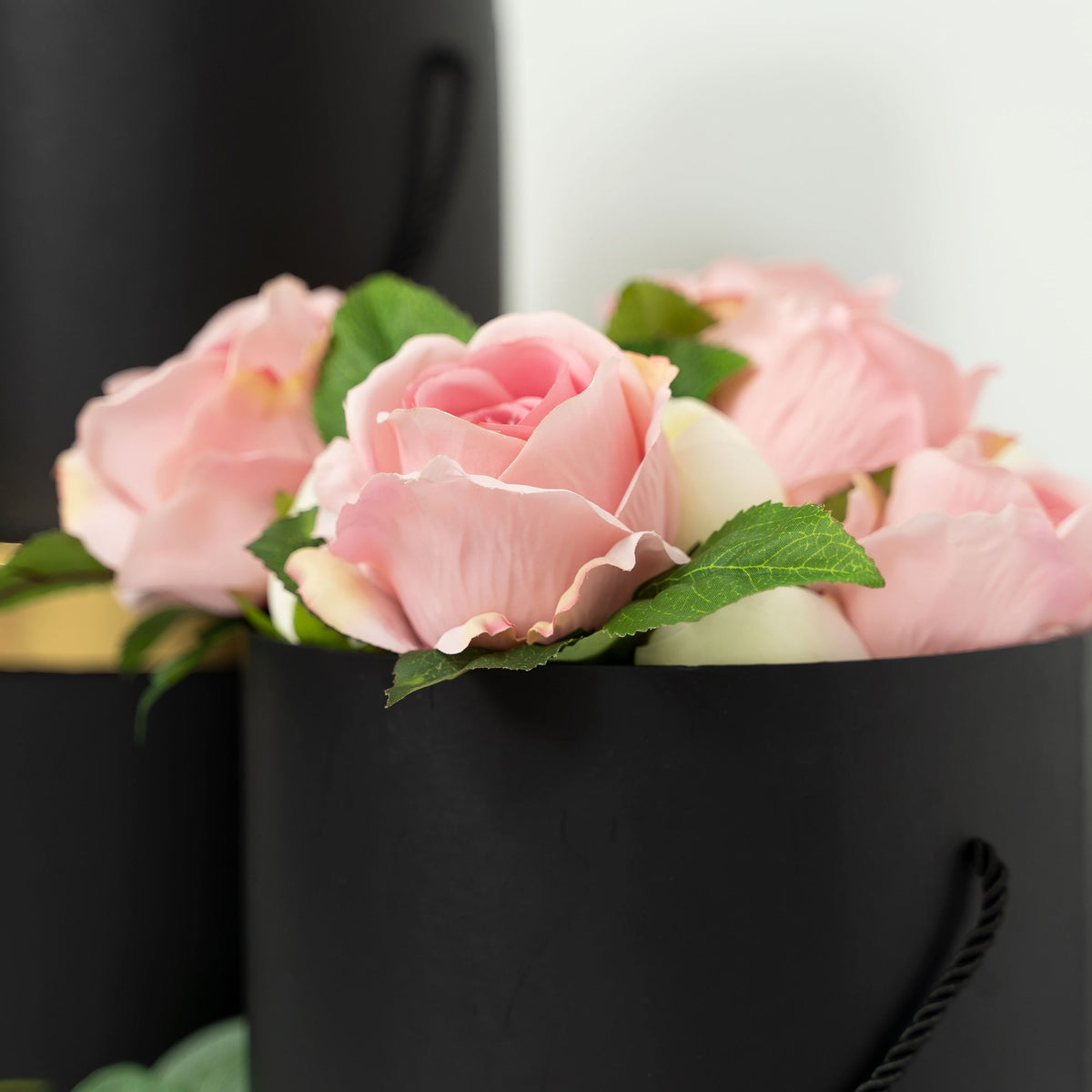 Nested Floral Boxes 3pc/set - Black with Gold Lid