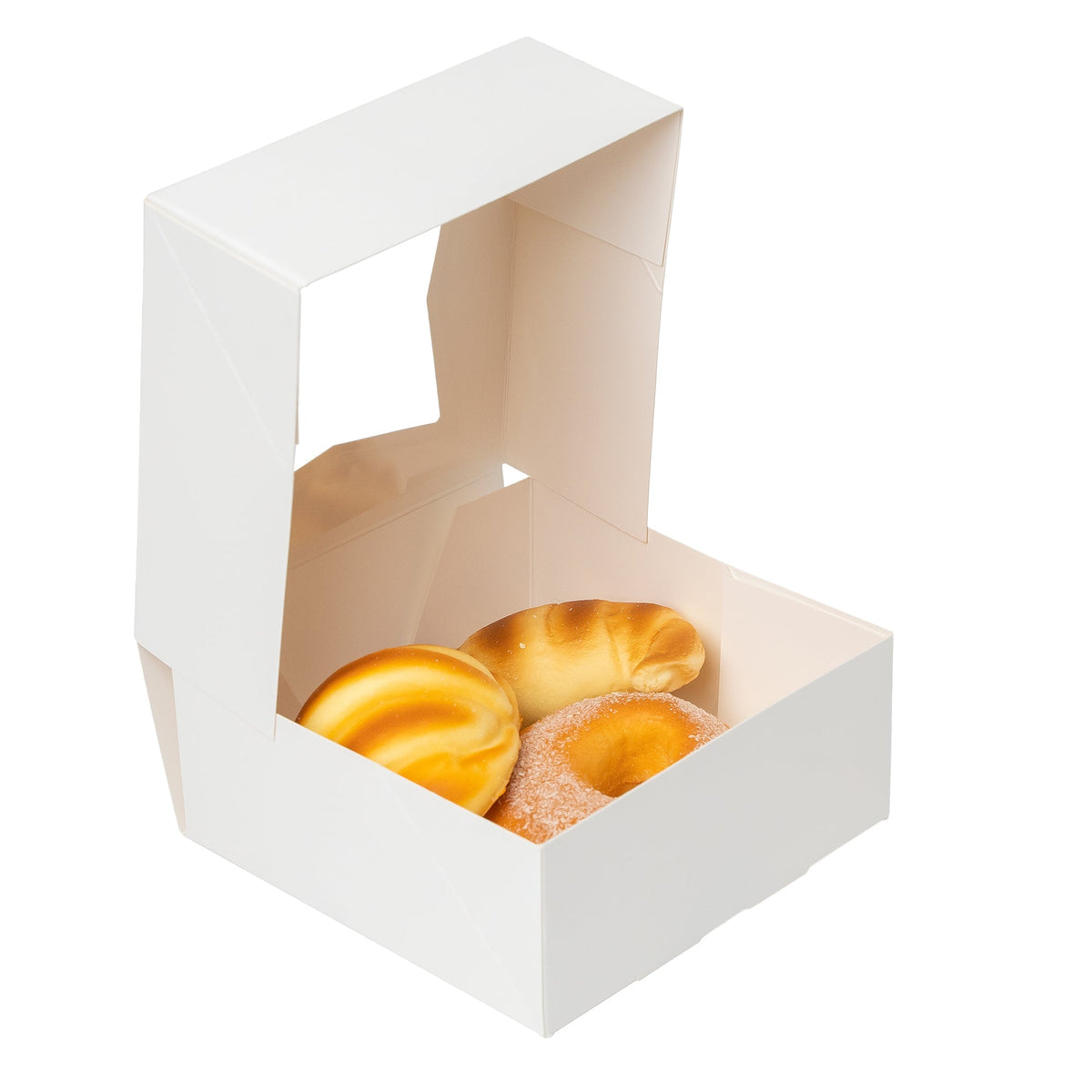 Treat & Pastry Boxes with Window - White pack of 25 - 9"L x 9"W x 2 ½"H