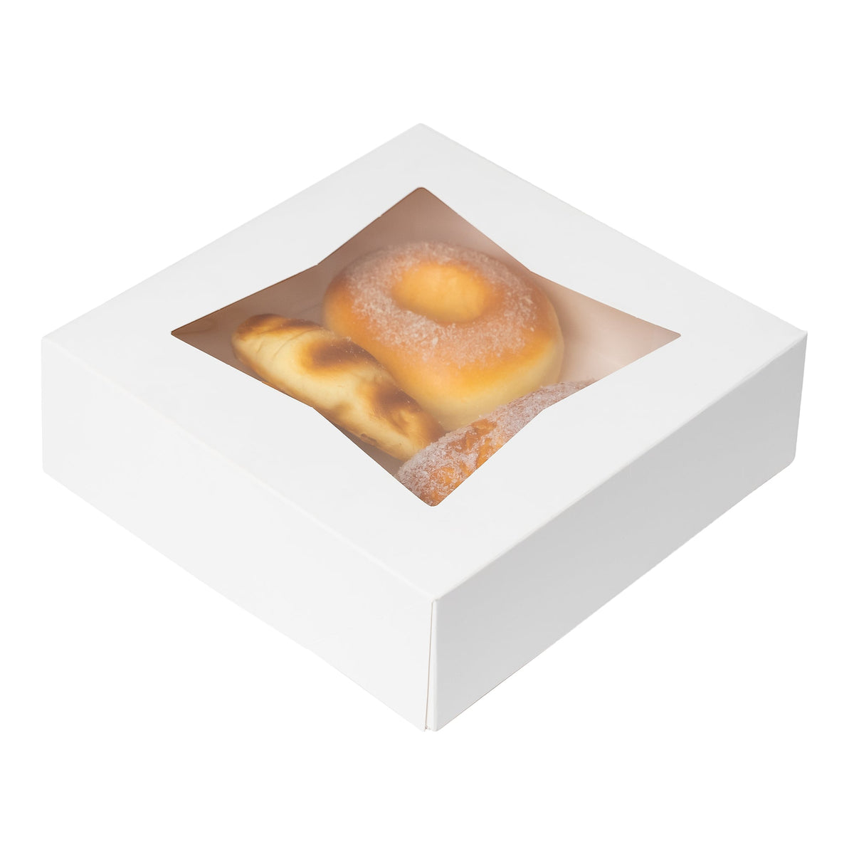 Treat & Pastry Boxes with Window - White pack of 25 - 9"L x 9"W x 2 ½"H