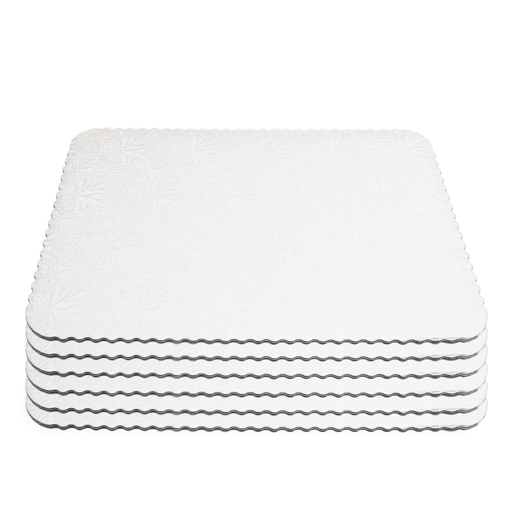 Filigree Scalloped Cake Board Half Sheet - White set of 6