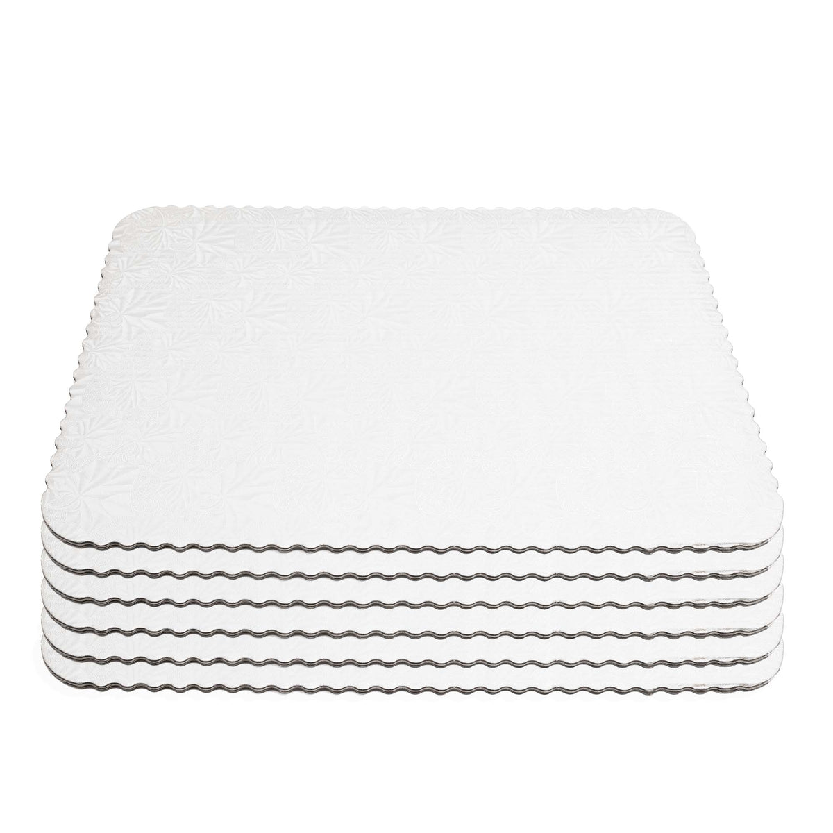 Filigree Scalloped Cake Board Half Sheet - White set of 6