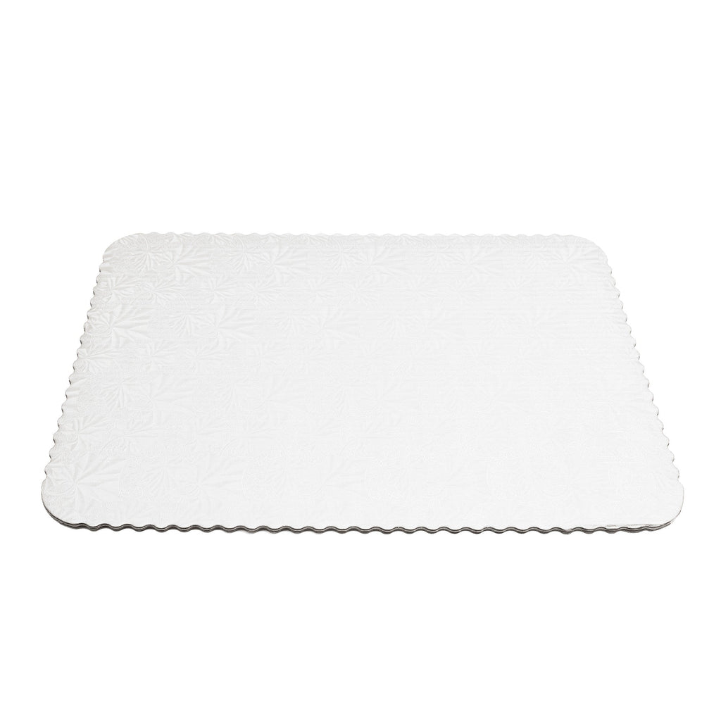 Filigree Scalloped Cake Board Half Sheet - White set of 6