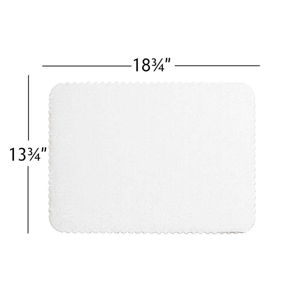 Filigree Scalloped Cake Board Half Sheet - White set of 6
