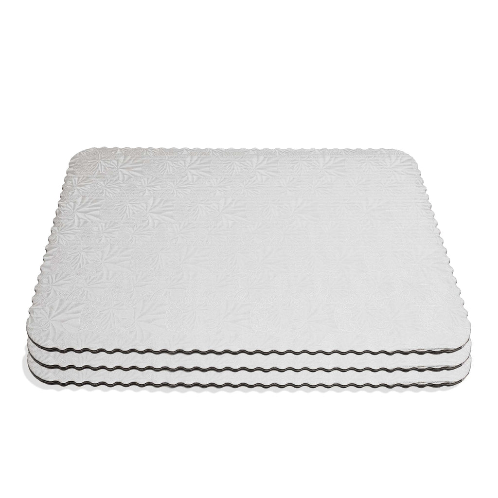 Filigree Scalloped Cake Board Full Sheet - Silver set of 3