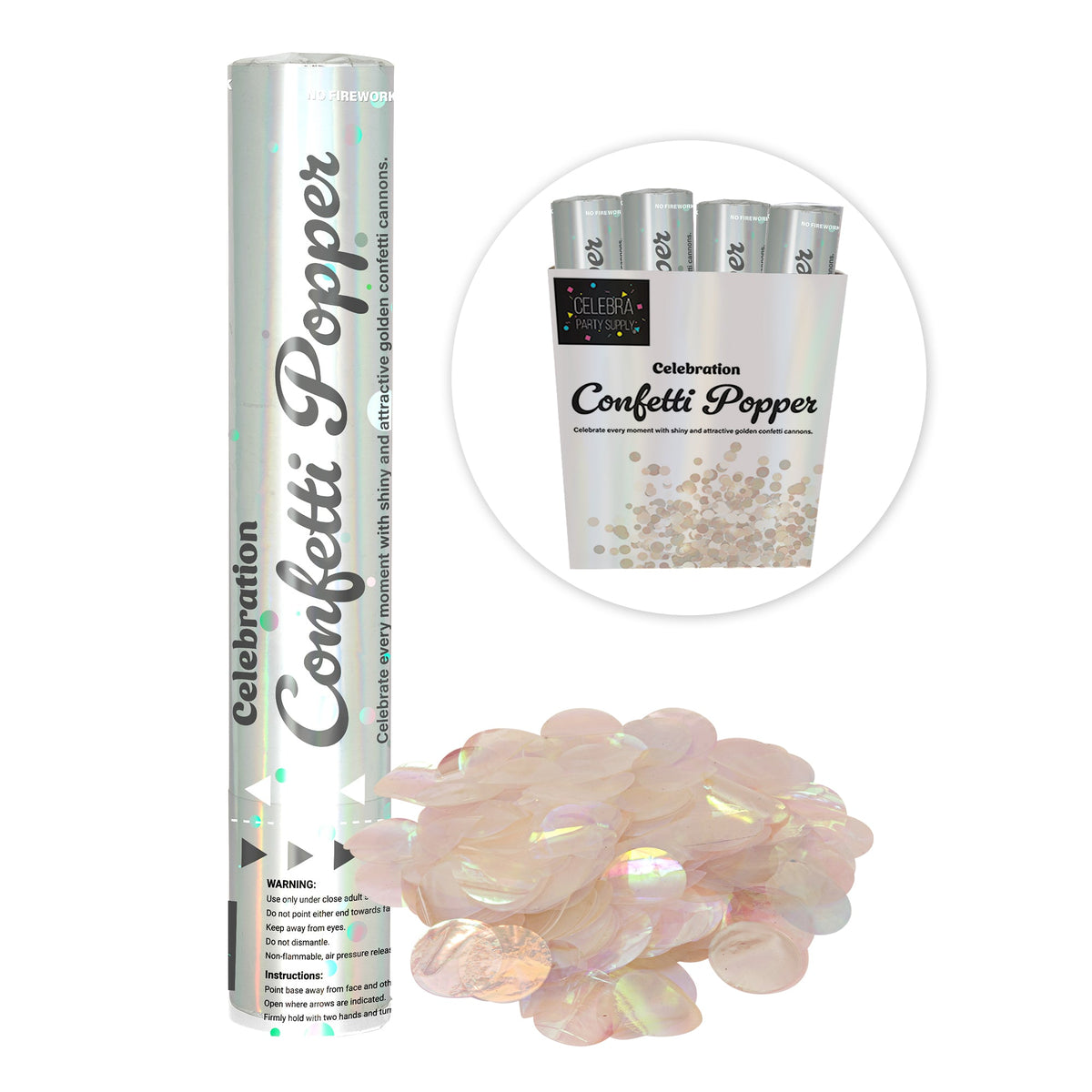 Celebration Confetti Poppers - Iridescent