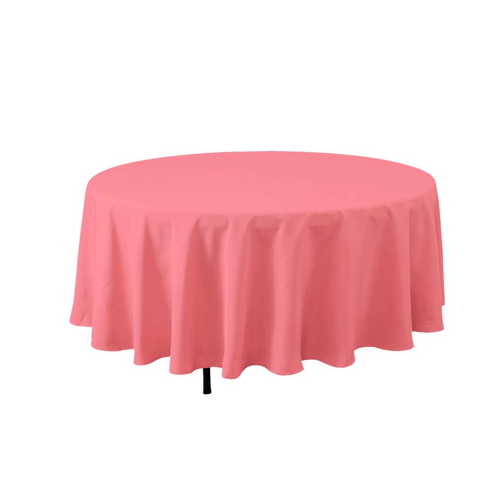 Round Polyester Table Cover 132" - Coral