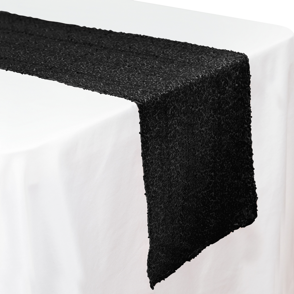 Sequin Table Runner - 108 inches - Black
