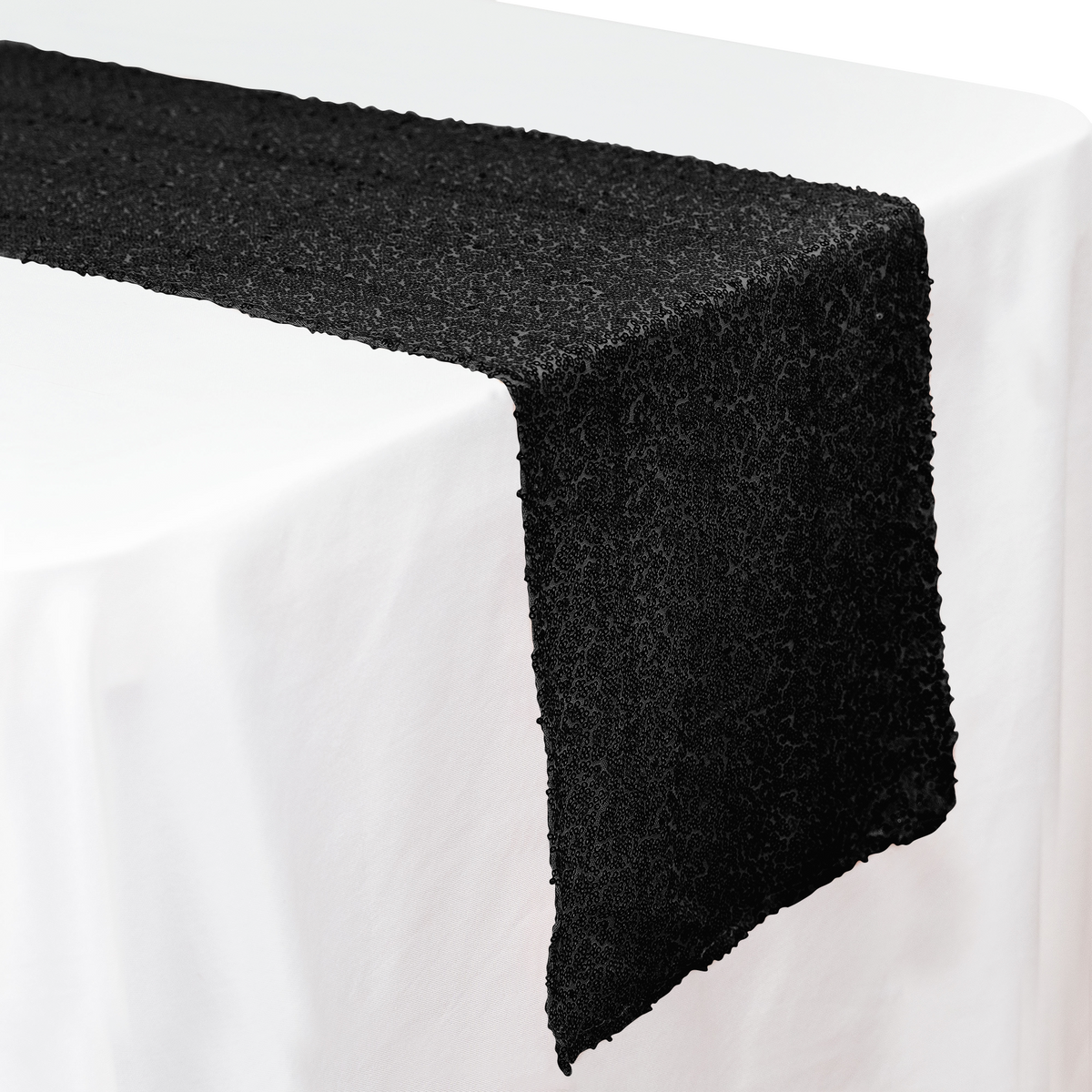 Sequin Table Runner - 108 inches - Black