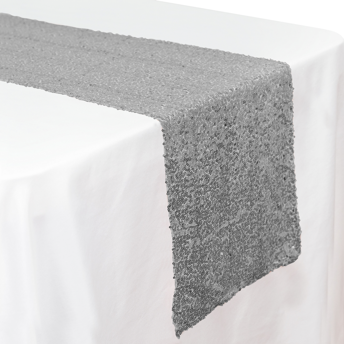 Sequin Table Runner - 108 inches - Silver