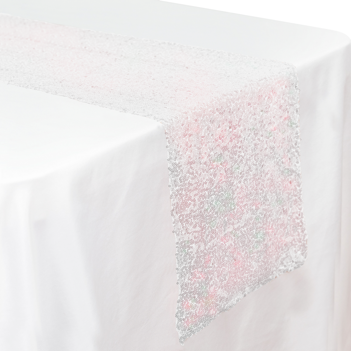 Sequin Table Runner - 108 inches - White Iridescent