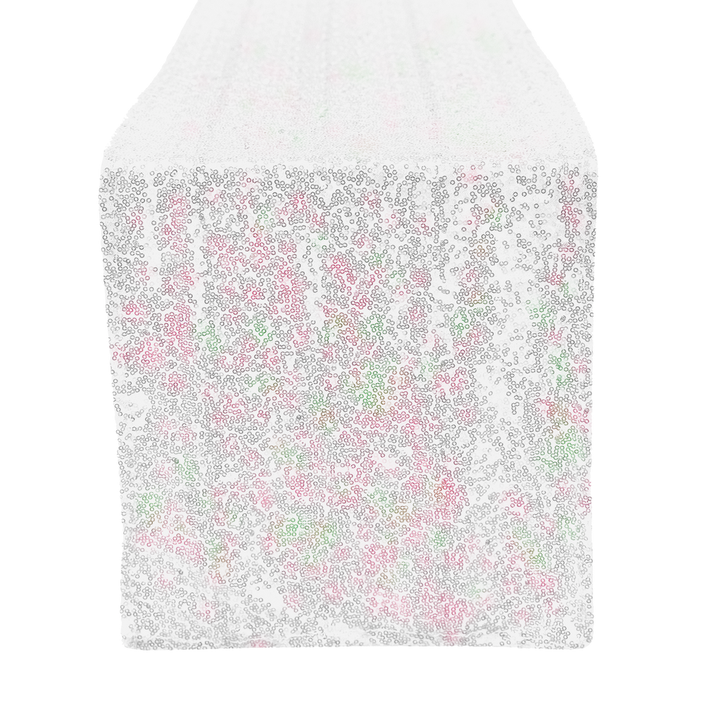 Sequin Table Runner - 108 inches - White Iridescent