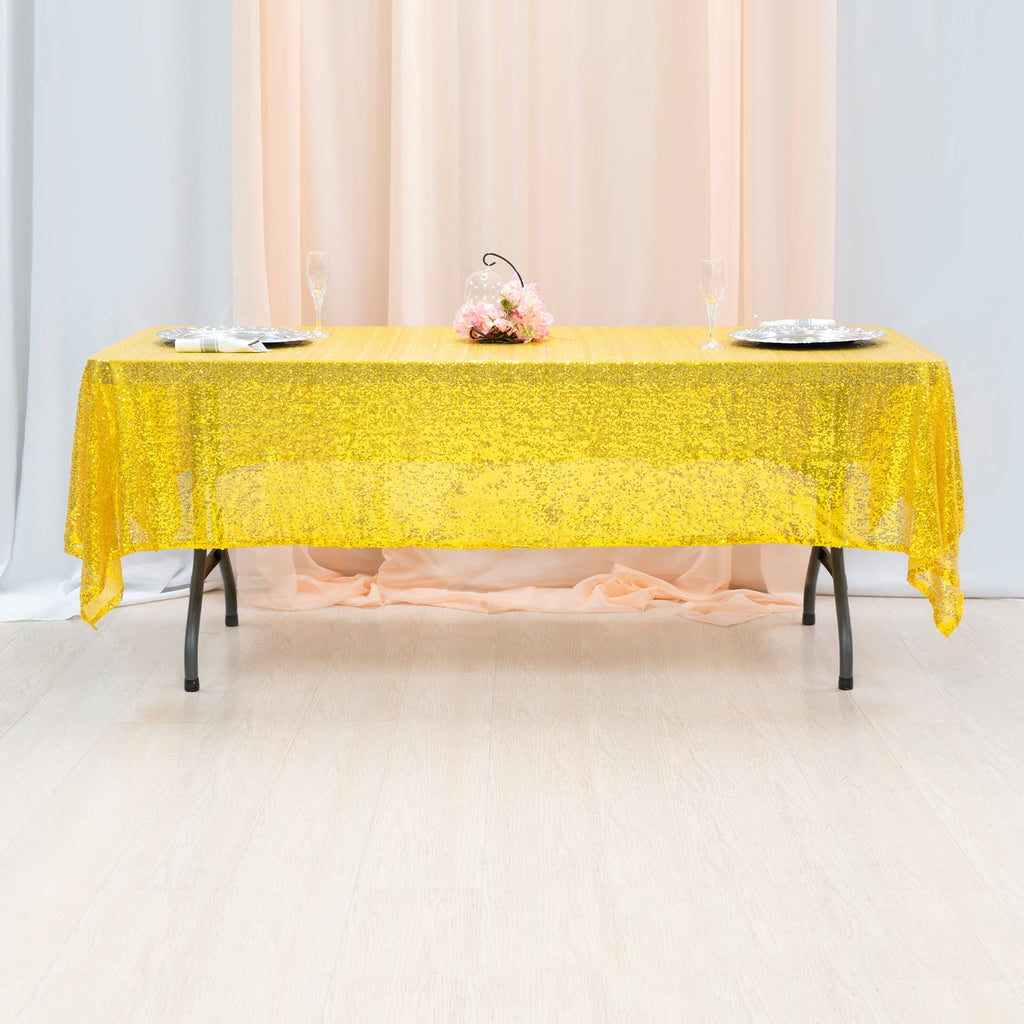 Sequin Table Cover 60" x 102" - Gold