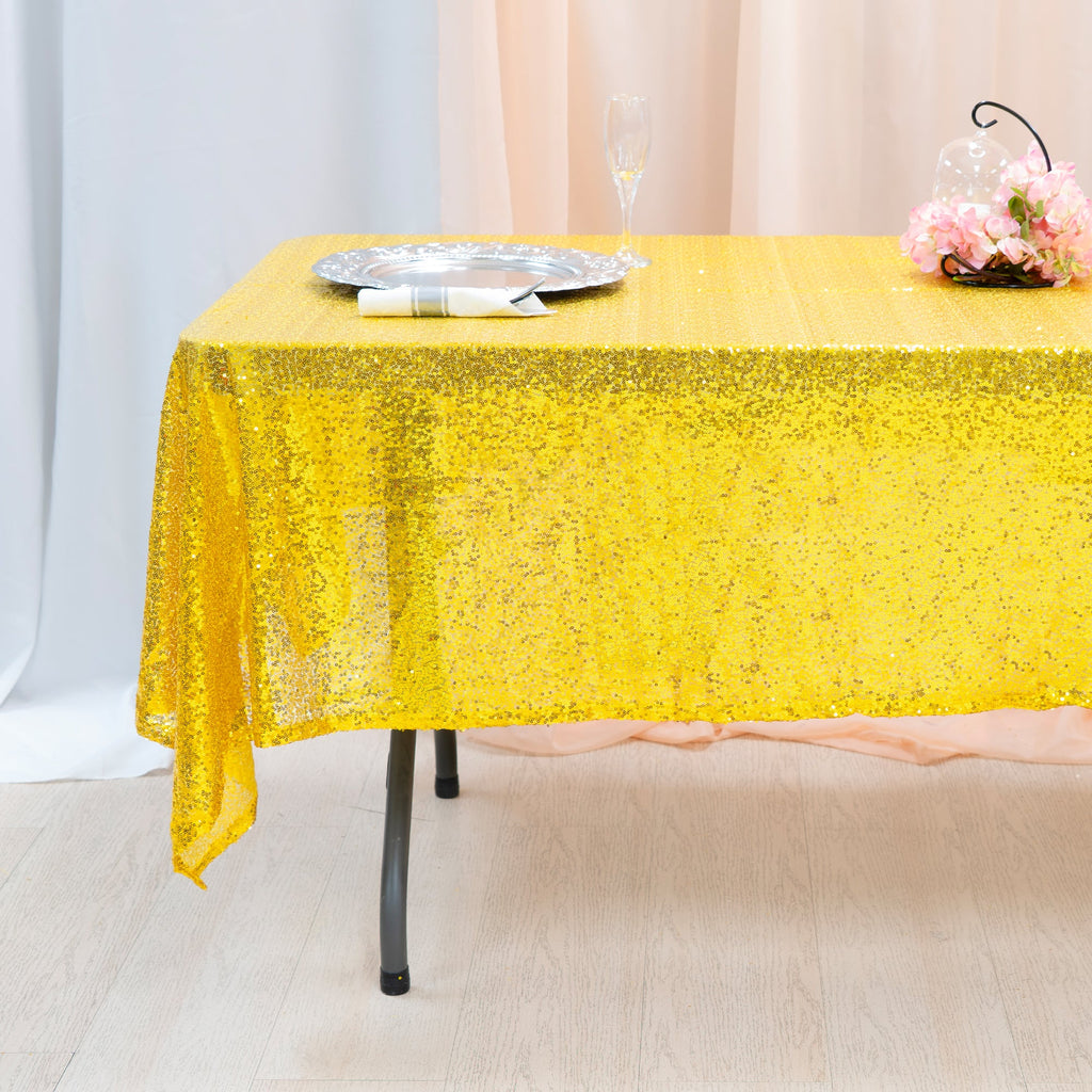 Sequin Table Cover 60" x 102" - Gold