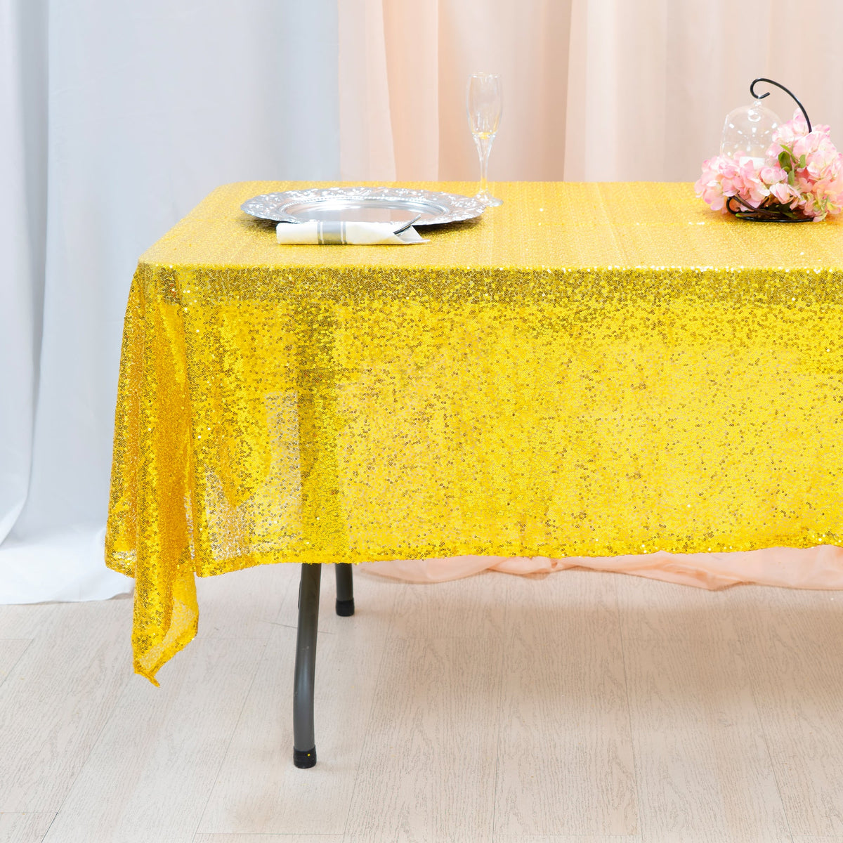 Sequin Table Cover 60" x 102" - Gold