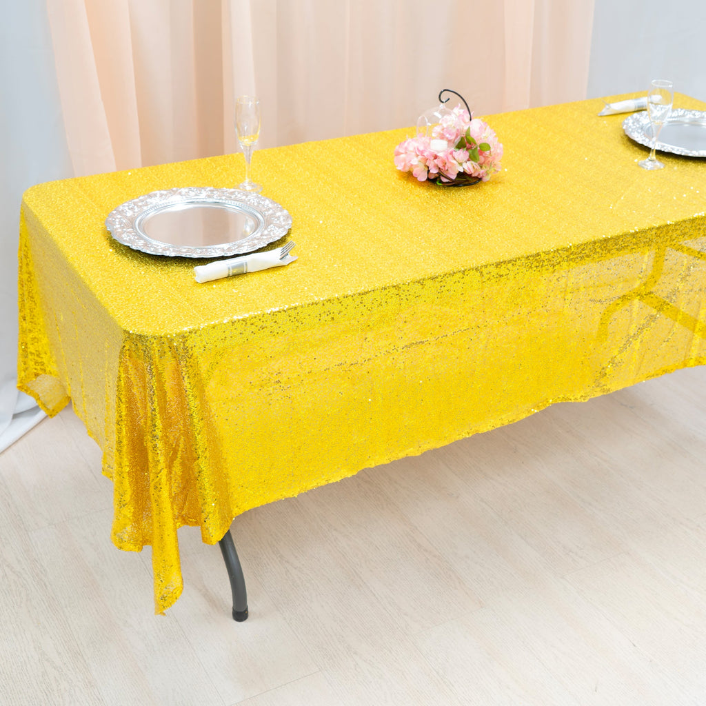 Sequin Table Cover 60" x 102" - Gold