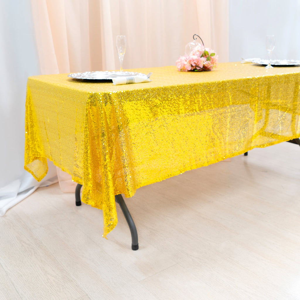 Sequin Table Cover 60" x 102" - Gold