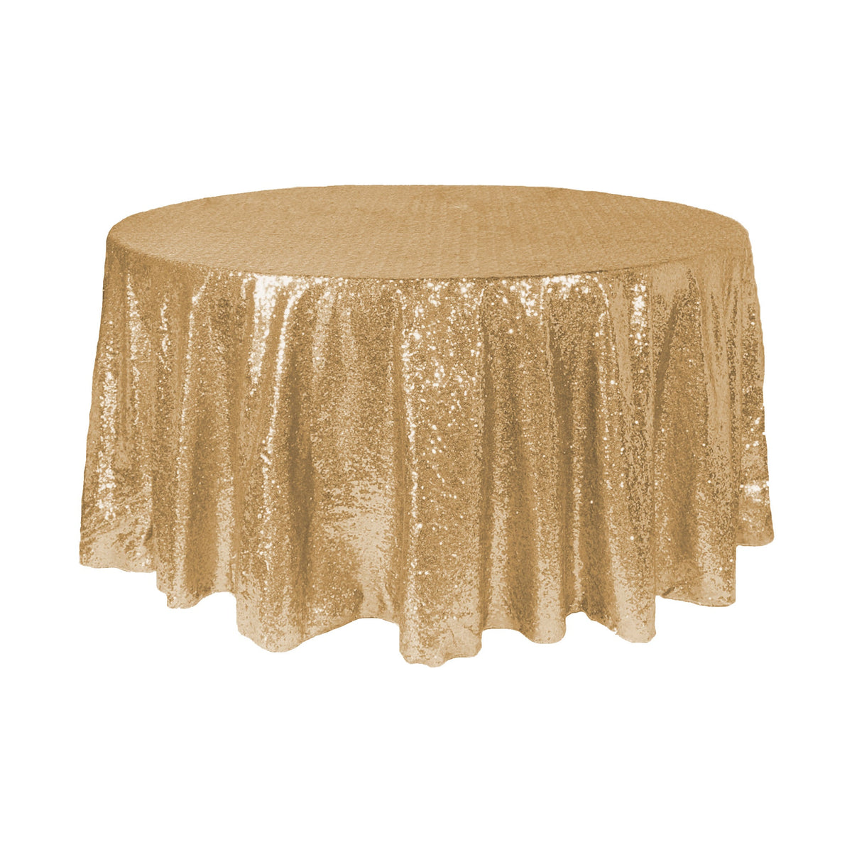 Round Sequin Table Cover - 108 Inches - Champagne