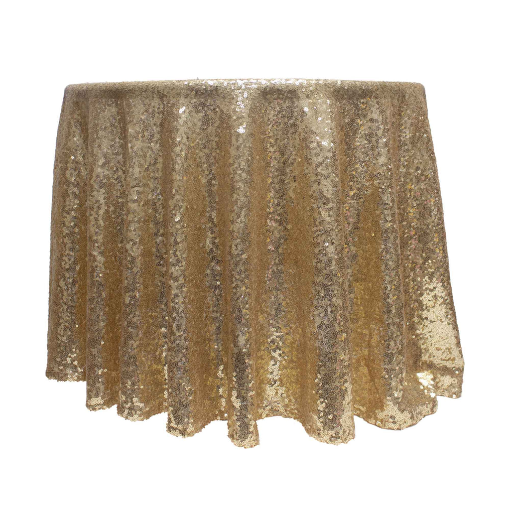 Round Sequin Table Cover - 120 Inches - Champagne