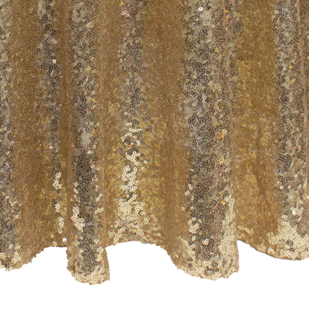 Round Sequin Table Cover - 120 Inches - Champagne