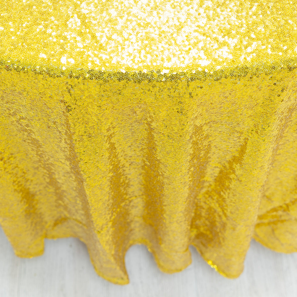 Round Sequin Table Cover - 108 Inches - Gold
