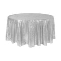 Round Sequin Table Cover - 108 Inches - Silver