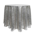 Round Sequin Table Cover - 120 Inches - Silver