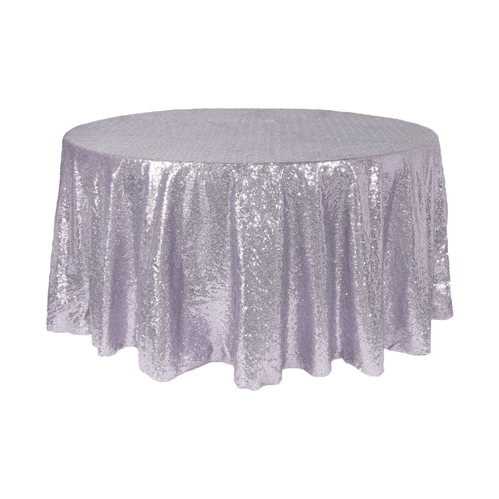 Round Sequin Table Cover - 108 Inches - White Iridescent