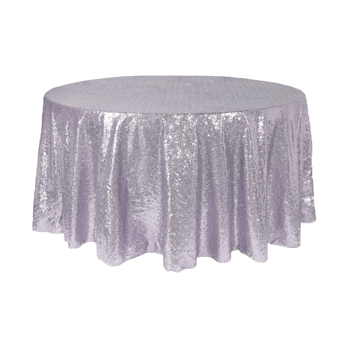 Round Sequin Table Cover - 108 Inches - White Iridescent