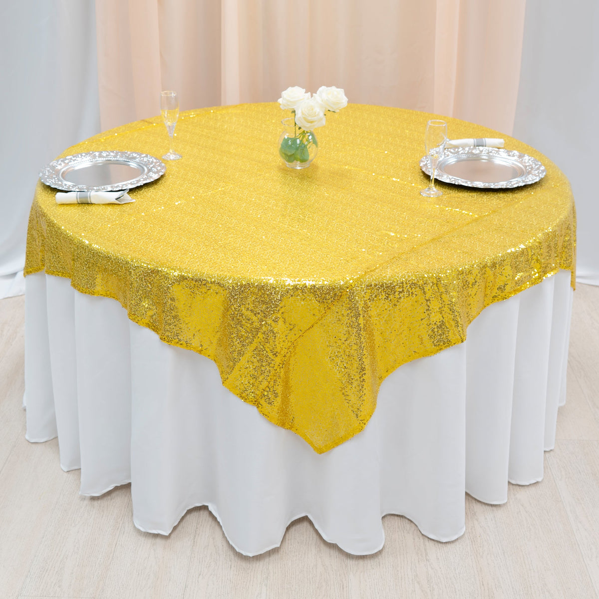 Sequin Fabric Overlay 72" - Gold