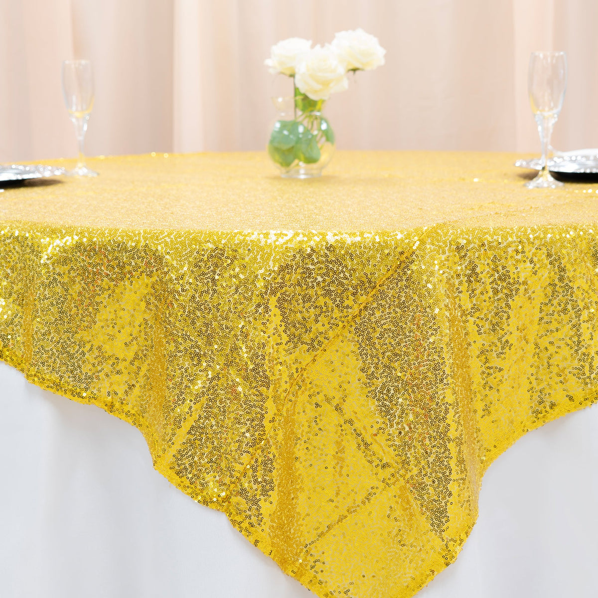 Sequin Fabric Overlay 72" - Gold