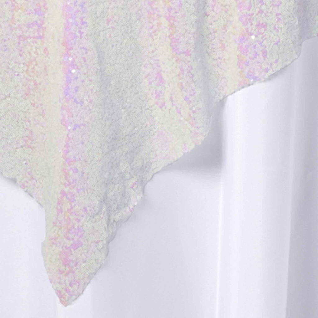 Sequin Fabric Overlay 72" - White Iridescent