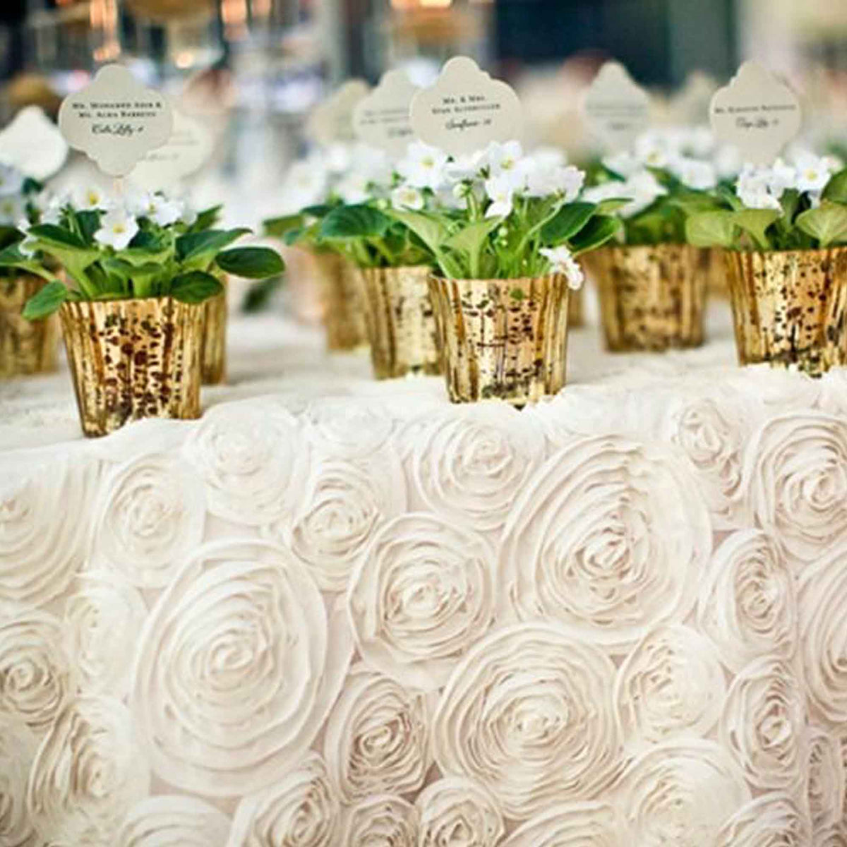 Satin Rosette Table Runner - 108 inches - Silver