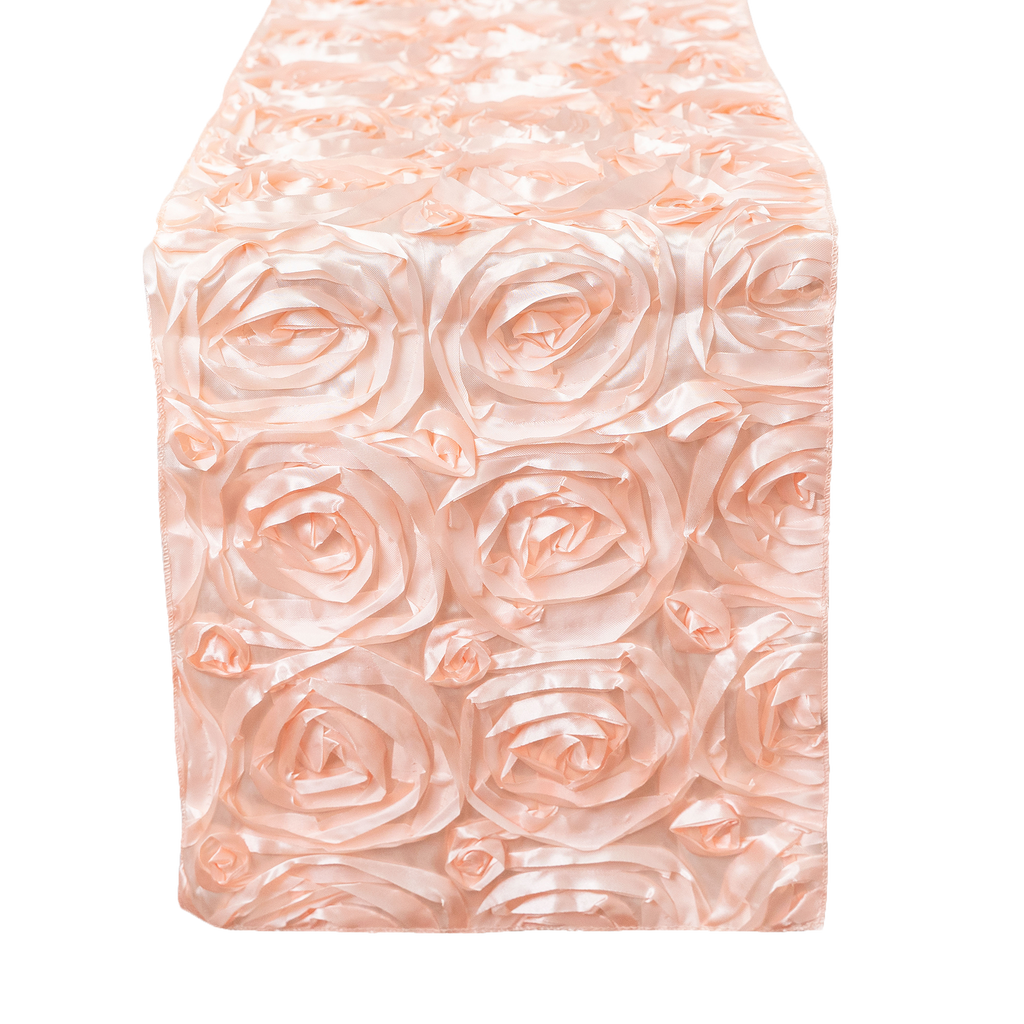 Satin Rosette Table Runner - 108 inches - Blush