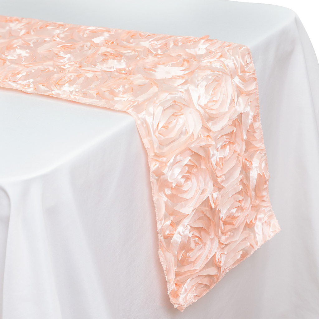 Satin Rosette Table Runner - 108 inches - Blush