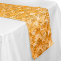 Satin Rosette Table Runner - 108 inches - Gold