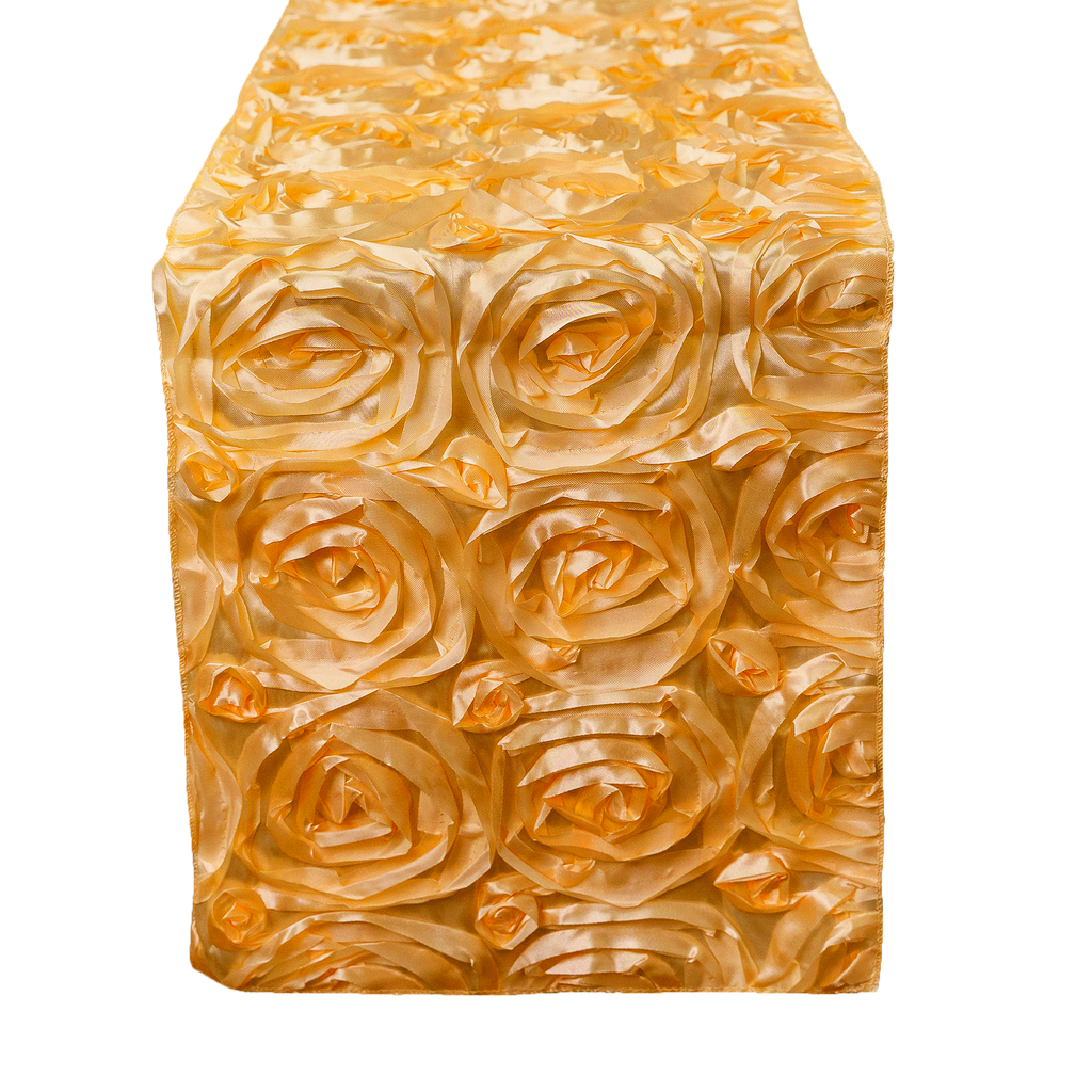 Satin Rosette Table Runner - 108 inches - Gold