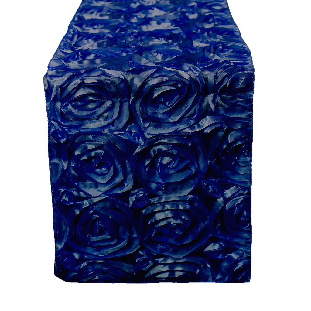 Satin Rosette Table Runner - 108 inches - Royal Blue