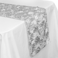 Satin Rosette Table Runner - 108 inches - Silver
